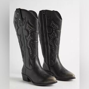 Torrid Western Embellished Cowgirl Boots Black